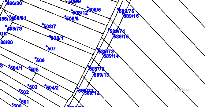 Parcela st. 589/14 v KÚ Skoronice, Katastrální mapa