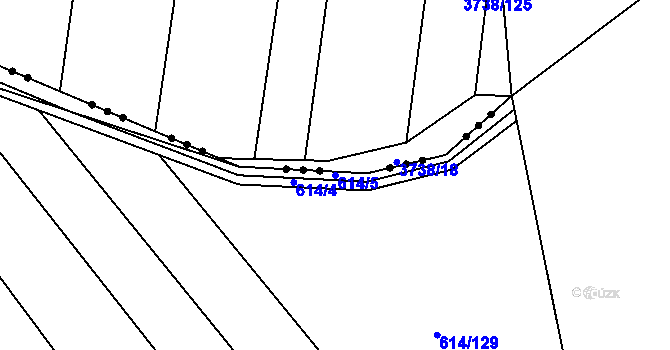 Parcela st. 614/5 v KÚ Skoronice, Katastrální mapa