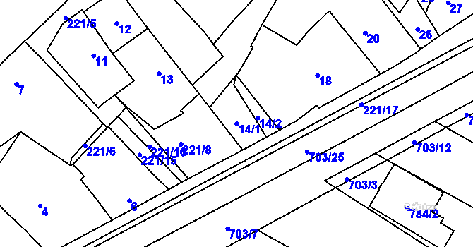 Parcela st. 14/1 v KÚ Skoronice, Katastrální mapa
