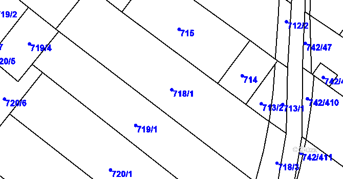 Parcela st. 718/1 v KÚ Skoronice, Katastrální mapa