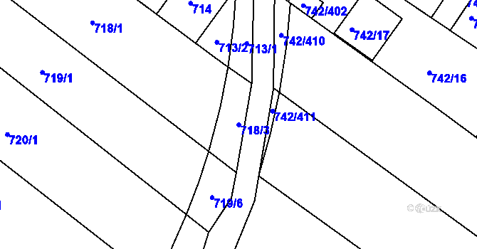 Parcela st. 718/3 v KÚ Skoronice, Katastrální mapa
