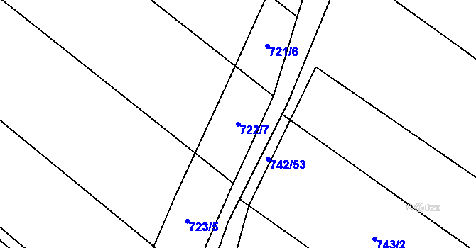Parcela st. 722/7 v KÚ Skoronice, Katastrální mapa