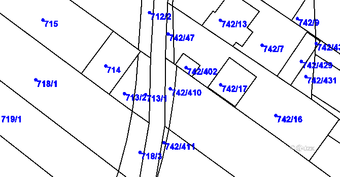 Parcela st. 742/410 v KÚ Skoronice, Katastrální mapa