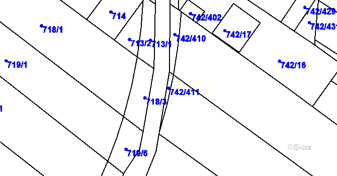 Parcela st. 742/411 v KÚ Skoronice, Katastrální mapa