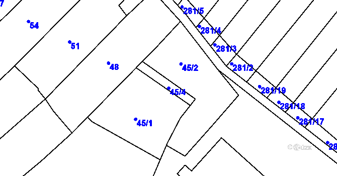 Parcela st. 45/4 v KÚ Skoronice, Katastrální mapa