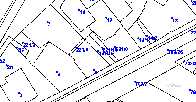 Parcela st. 221/15 v KÚ Skoronice, Katastrální mapa