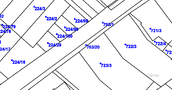 Parcela st. 703/20 v KÚ Skoronice, Katastrální mapa