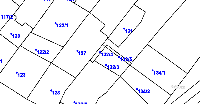 Parcela st. 132/4 v KÚ Skoronice, Katastrální mapa