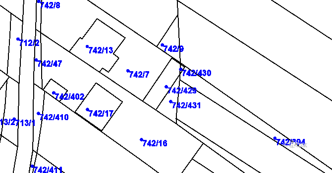 Parcela st. 742/429 v KÚ Skoronice, Katastrální mapa