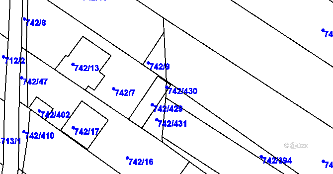 Parcela st. 742/430 v KÚ Skoronice, Katastrální mapa