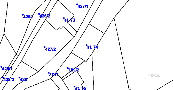 Parcela st. 74 v KÚ Petrovice u Skorošic, Katastrální mapa