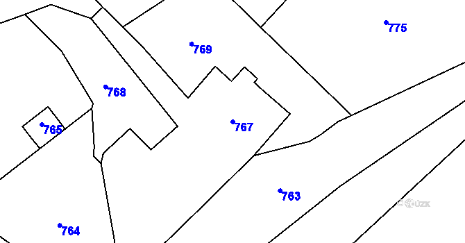 Parcela st. 767 v KÚ Dolní Skorošice, Katastrální mapa