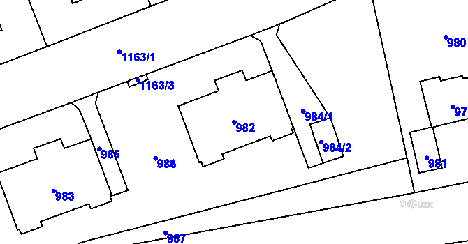 Parcela st. 982 v KÚ Dolní Skorošice, Katastrální mapa