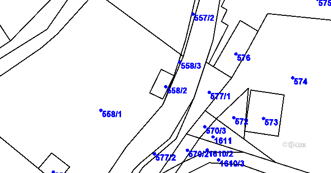 Parcela st. 558/2 v KÚ Dolní Skorošice, Katastrální mapa