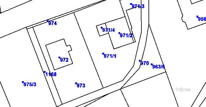 Parcela st. 971/1 v KÚ Dolní Skorošice, Katastrální mapa
