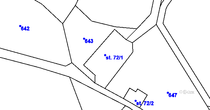 Parcela st. 72/1 v KÚ Tomíkovice, Katastrální mapa