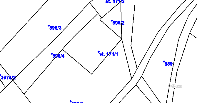 Parcela st. 171/1 v KÚ Horní Skorošice, Katastrální mapa