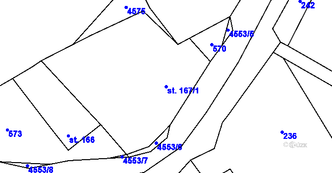 Parcela st. 167/1 v KÚ Horní Skorošice, Katastrální mapa
