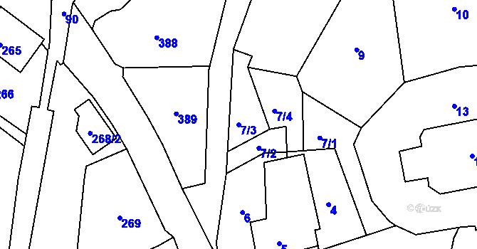 Parcela st. 7/3 v KÚ Skorotice u Ústí nad Labem, Katastrální mapa