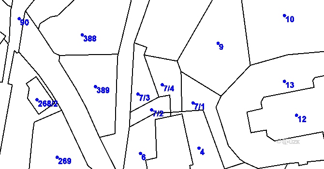 Parcela st. 7/4 v KÚ Skorotice u Ústí nad Labem, Katastrální mapa