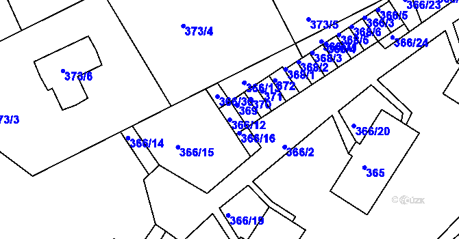 Parcela st. 366/12 v KÚ Skorotice u Ústí nad Labem, Katastrální mapa