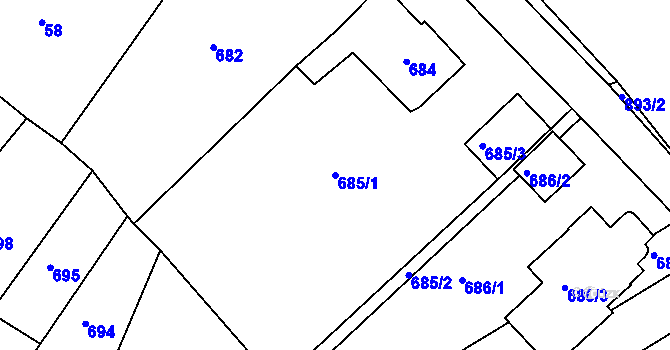 Parcela st. 685/1 v KÚ Skorotice u Ústí nad Labem, Katastrální mapa