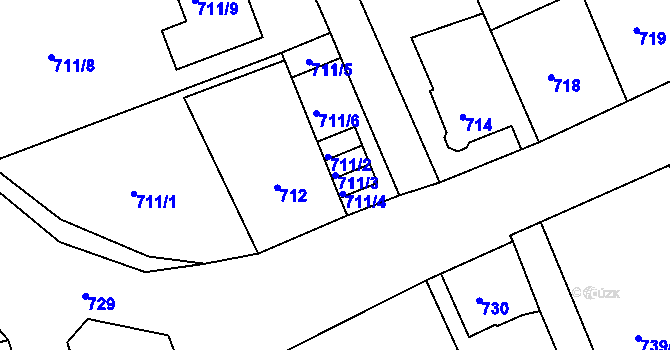 Parcela st. 711/3 v KÚ Skorotice u Ústí nad Labem, Katastrální mapa