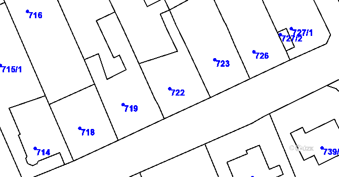 Parcela st. 722 v KÚ Skorotice u Ústí nad Labem, Katastrální mapa