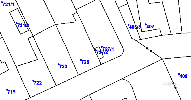 Parcela st. 727/2 v KÚ Skorotice u Ústí nad Labem, Katastrální mapa