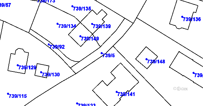 Parcela st. 739/5 v KÚ Skorotice u Ústí nad Labem, Katastrální mapa