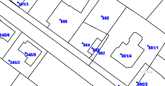 Parcela st. 884 v KÚ Skorotice u Ústí nad Labem, Katastrální mapa