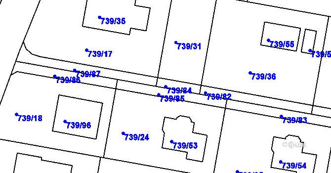 Parcela st. 739/84 v KÚ Skorotice u Ústí nad Labem, Katastrální mapa