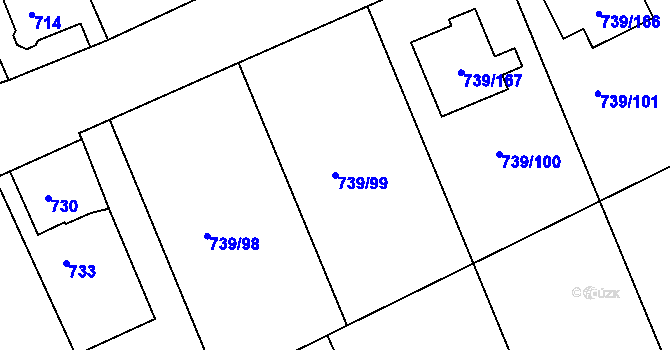 Parcela st. 739/99 v KÚ Skorotice u Ústí nad Labem, Katastrální mapa