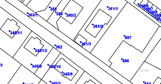 Parcela st. 361/3 v KÚ Skorotice u Ústí nad Labem, Katastrální mapa