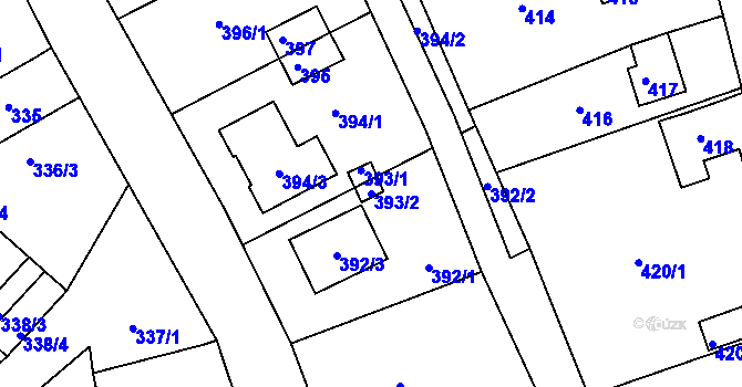 Parcela st. 393/2 v KÚ Skorotice u Ústí nad Labem, Katastrální mapa
