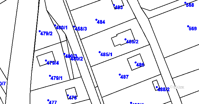 Parcela st. 485/1 v KÚ Skorotice u Ústí nad Labem, Katastrální mapa