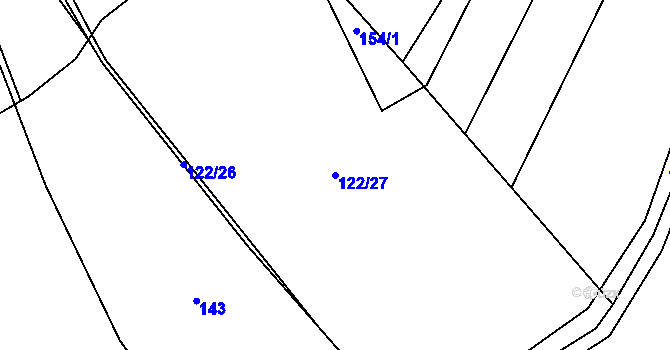 Parcela st. 122/27 v KÚ Chlébské, Katastrální mapa