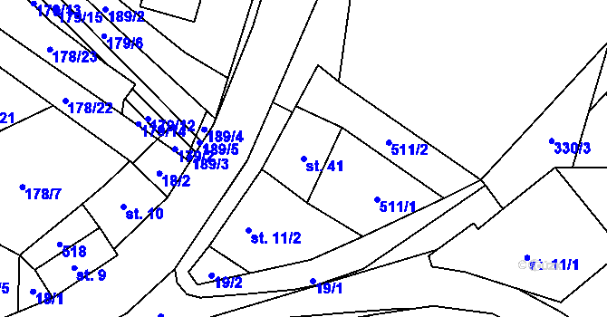 Parcela st. 41 v KÚ Chlébské, Katastrální mapa