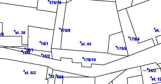 Parcela st. 44 v KÚ Chlébské, Katastrální mapa