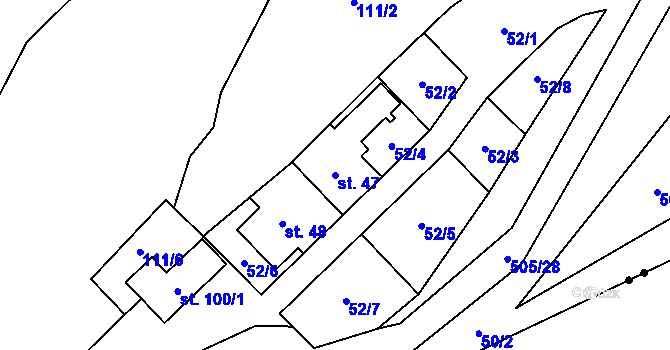 Parcela st. 47 v KÚ Chlébské, Katastrální mapa