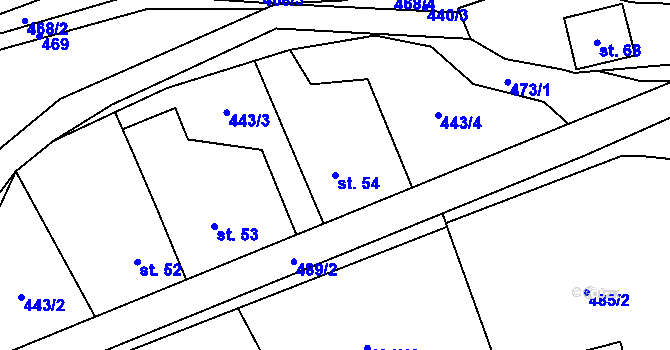 Parcela st. 54 v KÚ Chlébské, Katastrální mapa