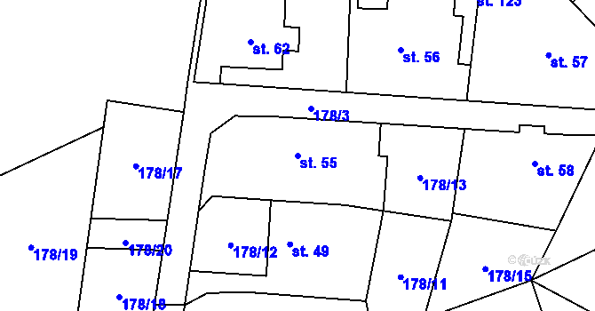Parcela st. 55 v KÚ Chlébské, Katastrální mapa
