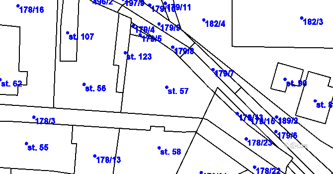 Parcela st. 57 v KÚ Chlébské, Katastrální mapa