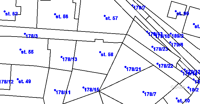 Parcela st. 58 v KÚ Chlébské, Katastrální mapa
