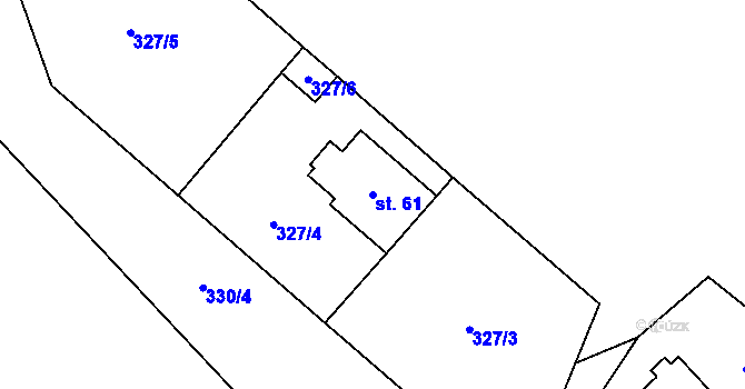 Parcela st. 61 v KÚ Chlébské, Katastrální mapa