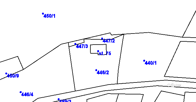 Parcela st. 75 v KÚ Chlébské, Katastrální mapa