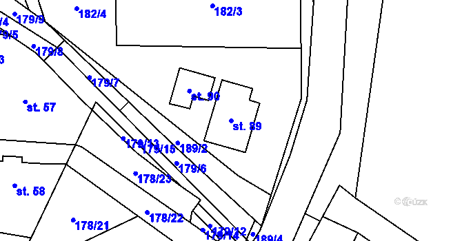 Parcela st. 89 v KÚ Chlébské, Katastrální mapa