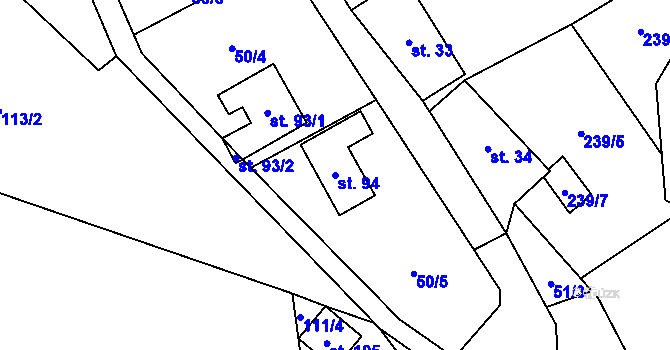 Parcela st. 94 v KÚ Chlébské, Katastrální mapa