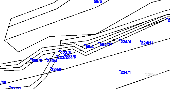 Parcela st. 56/4 v KÚ Chlébské, Katastrální mapa