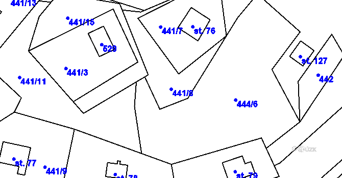Parcela st. 441/8 v KÚ Chlébské, Katastrální mapa